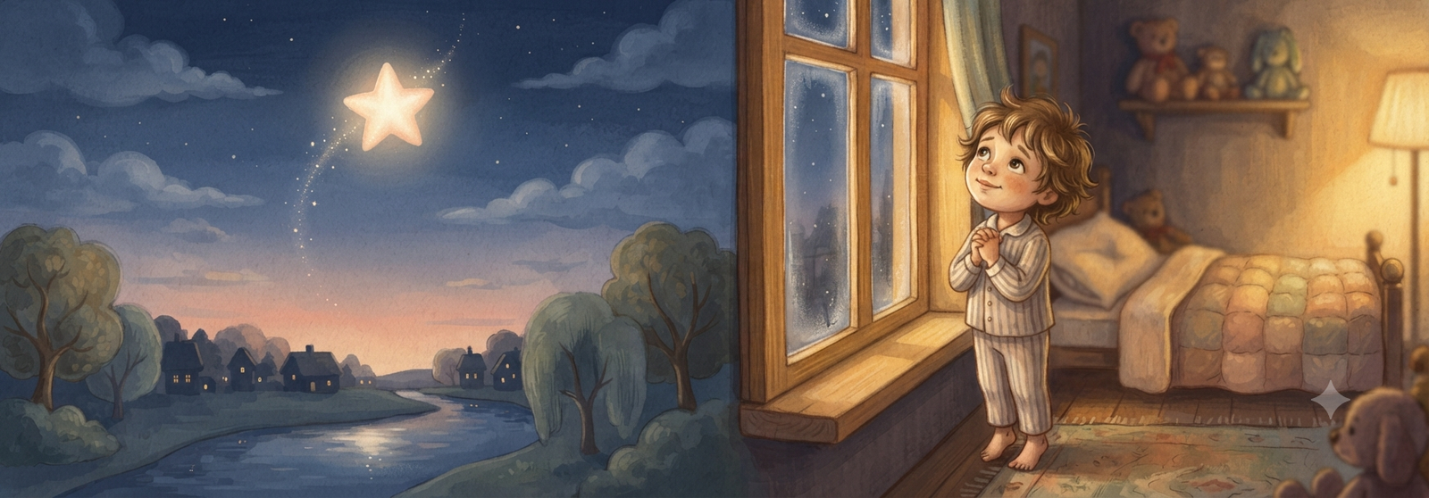 A twinkling star shining brightly in a peaceful evening sky